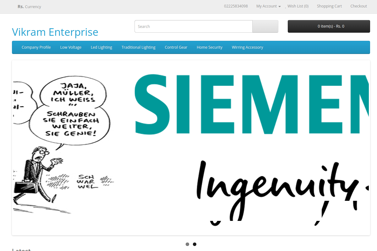 Homepage preview of Vikram Enterprise